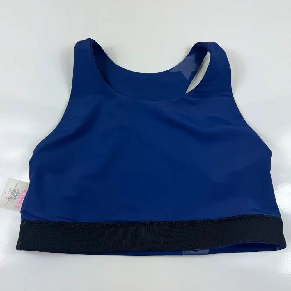 Terez Uplift Sports Bra Navy Star Foil Medium Racerback Unlined Athletic NWOT